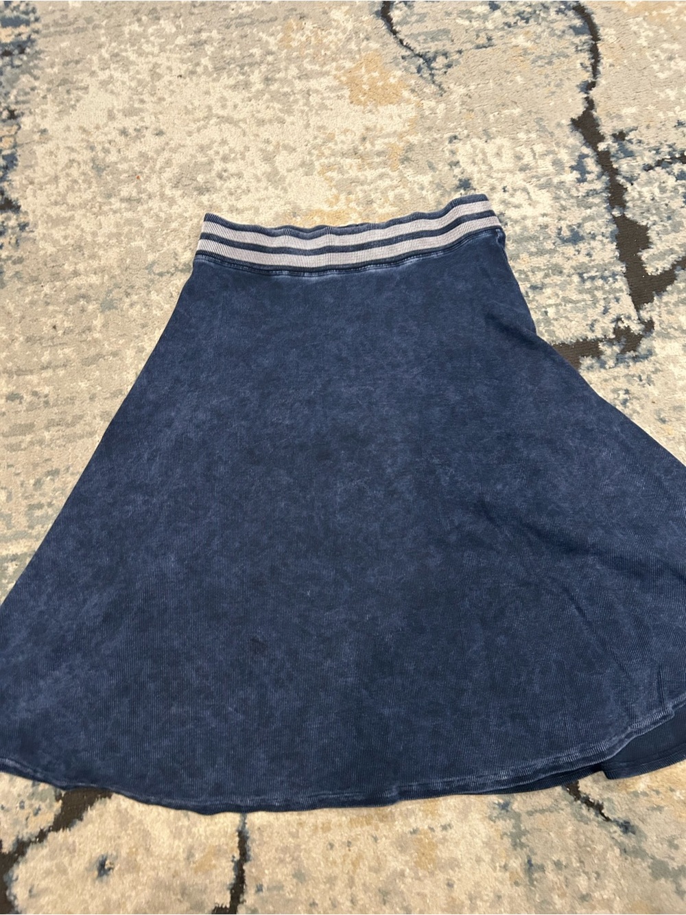 Hard Tail Navy Skater Skirt with Striped Waistband